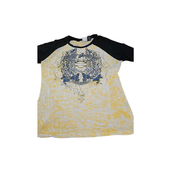 Harley Davidson Yellow washout raglan Graphic size XL - Picture 1 of 2